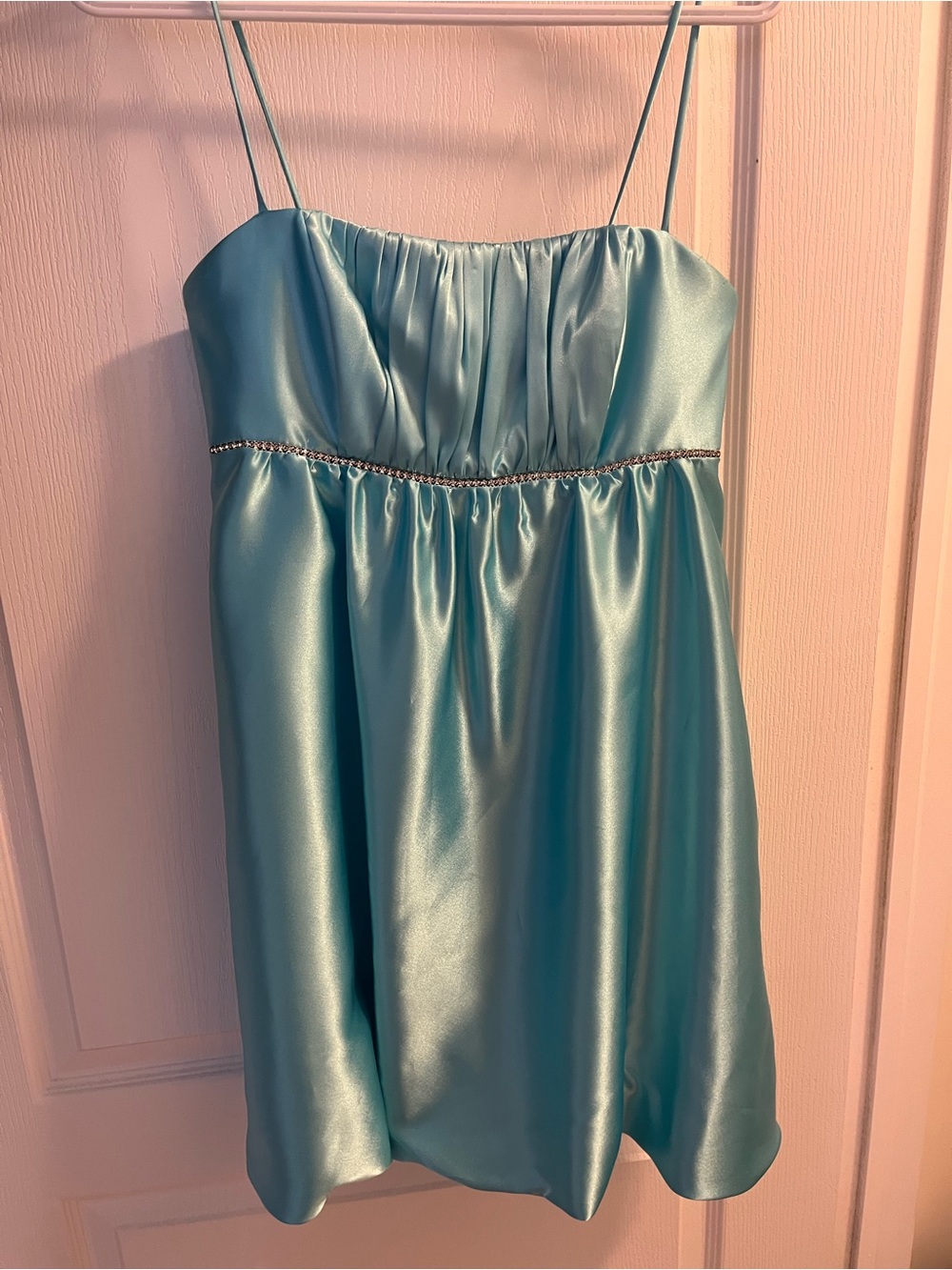 Vintage Turquoise Satin Mini Dress